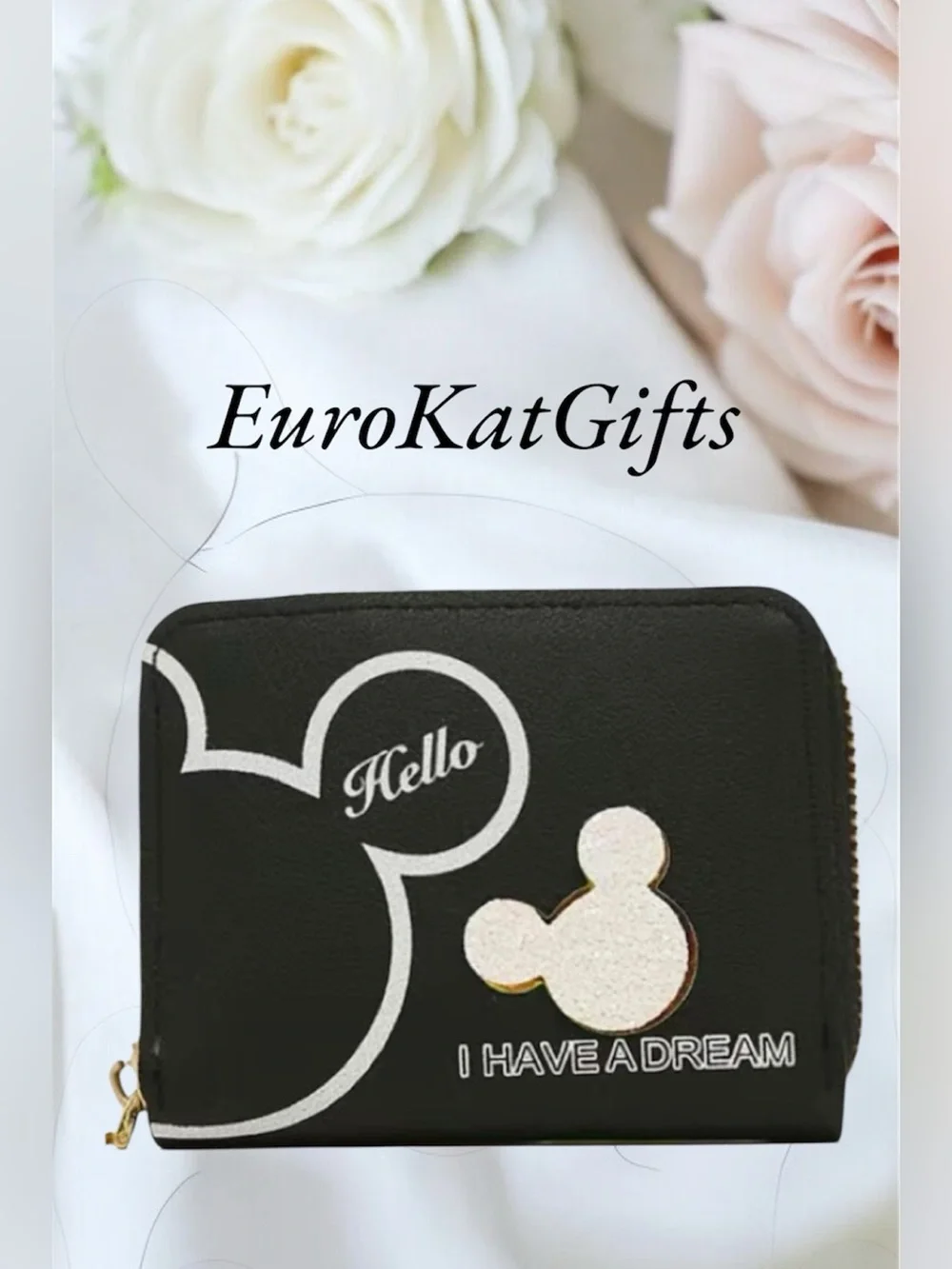 Black  Zip corner Wallet with Mickey Mouse Design NEW